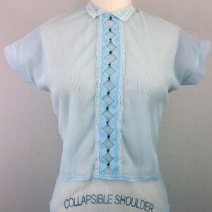 1950’s Blue Sheer Nylon Blouse
